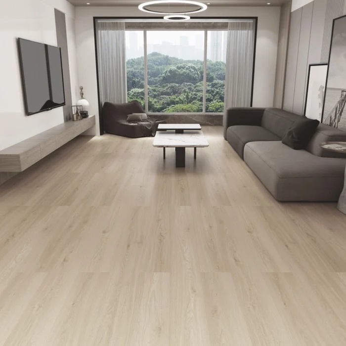 Light wood-look flooring in a living room, shown as flooring inspiration